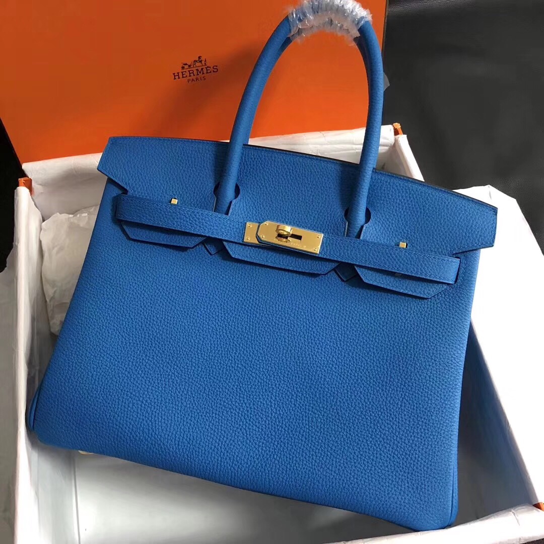 Hermes Birkin 35CM Togo Leather Handbag Blue